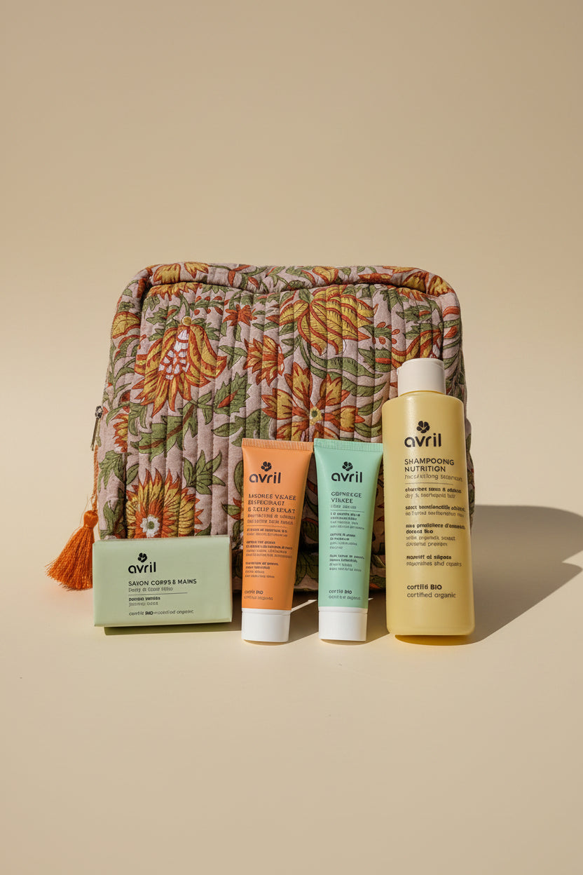 Grande trousse de toilette jaune - Pack routine complète