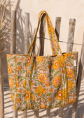 sac cabas femme en coton matelassé imprimé à la main selon la technique du block print umanari