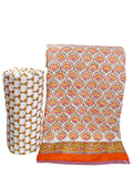 Dessus de lit boutis en coton matelassé imprimé à la main selon la technique du block print, confection artisanale en Inde par Umanari
