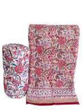 Dessus de lit boutis en coton matelassé imprimé à la main selon la technique du block print, confection artisanale en Inde par Umanari.