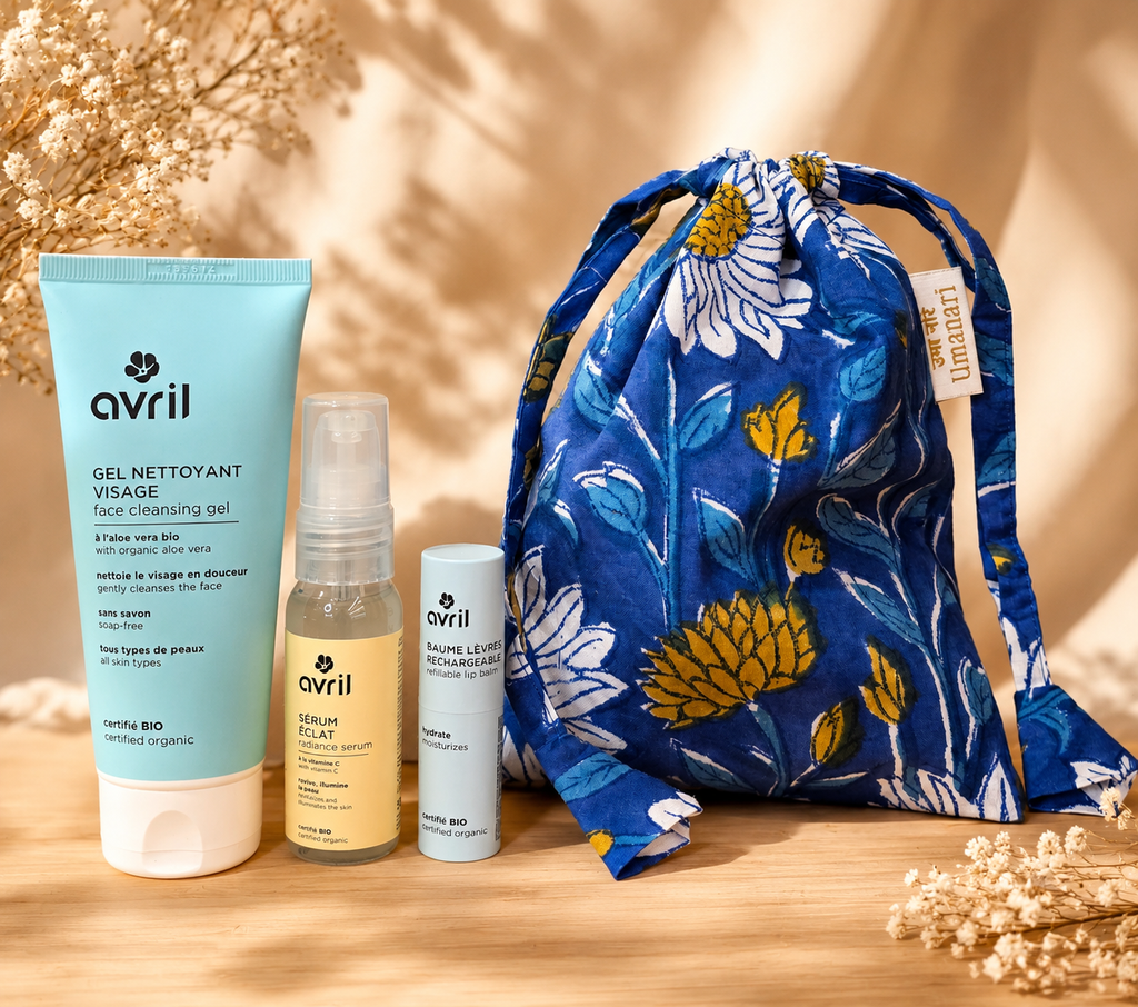 Coffret cadeau Douceur Éclat d'Agrumes – Produits Bio Avril & Pochon Artisanal Umanari