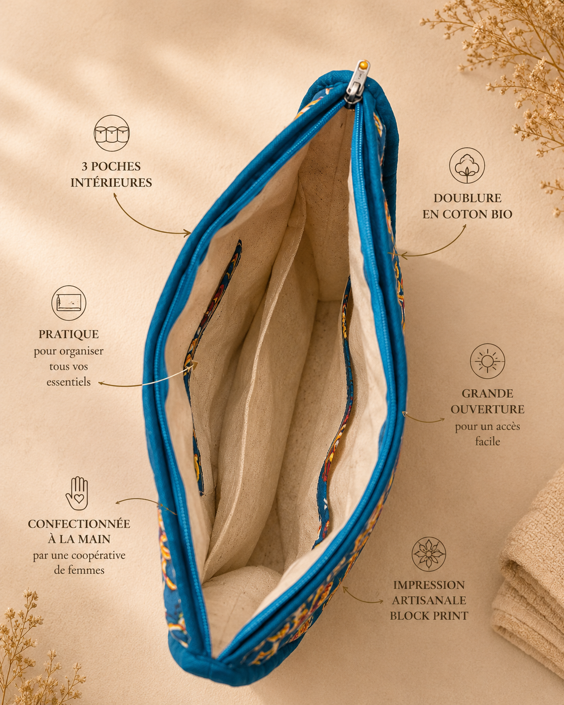Trousse de toilette triangle Bageecha